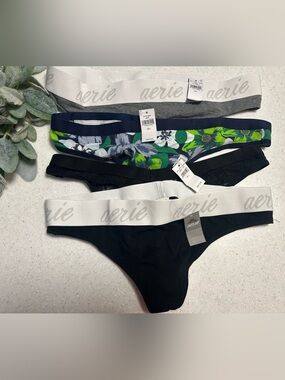 Aerie NWT Thong Underwear Bundle 4 Pack Size L